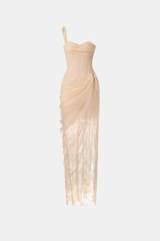 Mara Beige Lace Corset Dress