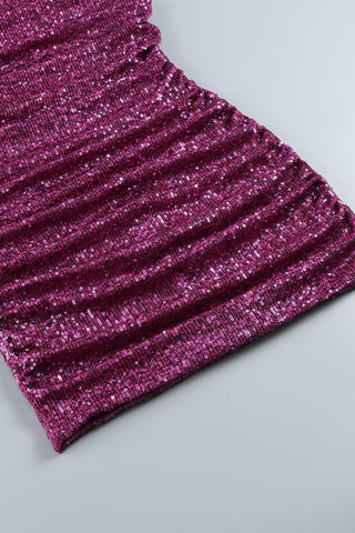 Bandage bow sequin mini dress in purple