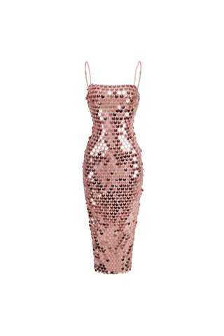 STRAP MIDI DRESS IN SEQUINS