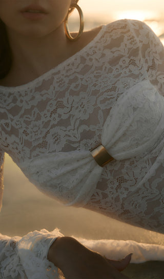 Lace Draped Neckline Mini Dress