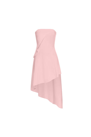 Asymmetric midi dress in pink