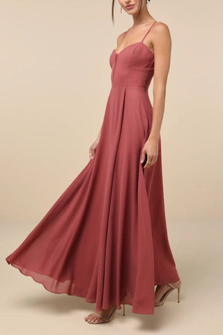 Stunning Grace Rusty Rose Cutout A-Line Maxi Dress