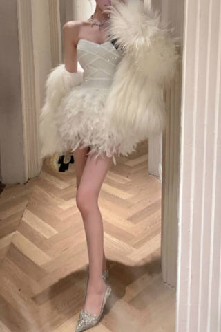 Alisa Feather Mini Dress