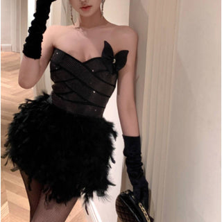 Alisa Feather Mini Dress