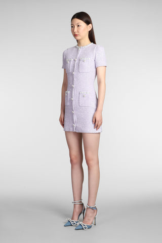 CRYSTAL-EMBELLISHED BUTTON MINI DRESS IN LILAC