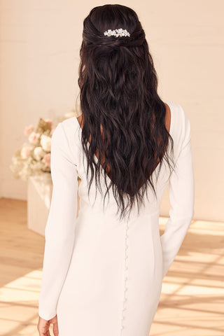 White Long Sleeve Mermaid Maxi Dress