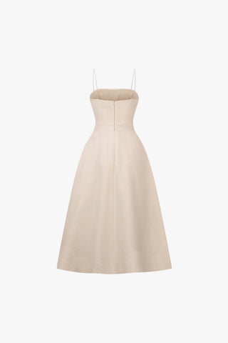 Elio button-embellished Midi Dress in cream