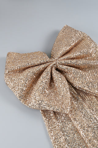 Bandage bow sequin mini dress in gold