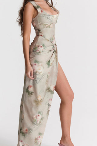 FLORAL TWO PIECE SET MAXI DRESS