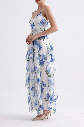 Chiffon sleeveless floral maxi dresses