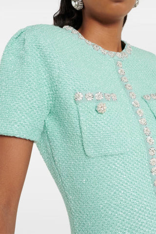 Mint sequin knit mini dress