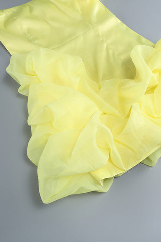 One shoulder ruffle mini dress in yellow