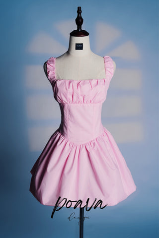 COTTON TULLE MINI DRESS IN PINK