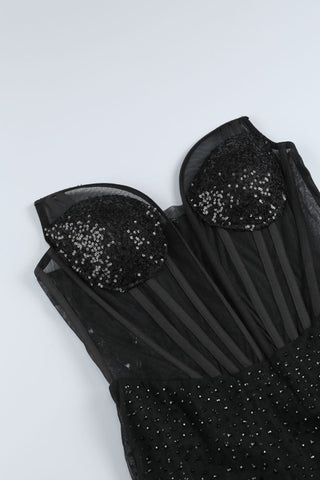 Strapless Embellished Dress In Black