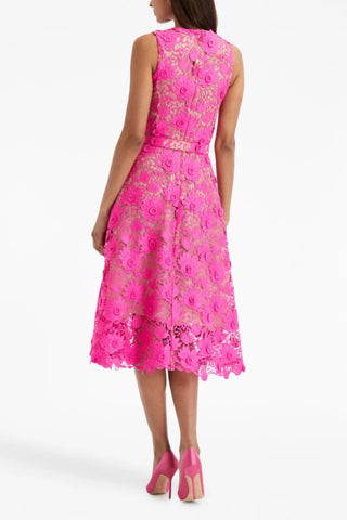 Lace flower midi dresses in pink