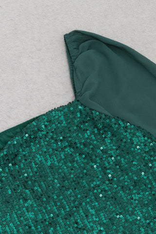 Sequin embellished midi dresses in green