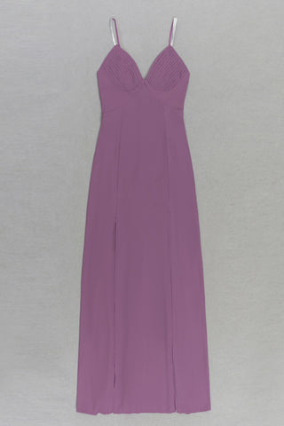 Strappy high split maxi dresses in purple