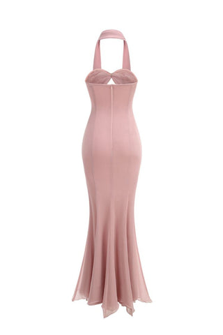 Tulle sleeveless mermaid maxi dresses in pink