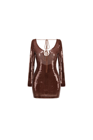 Sequin bandage mini dress in bronze