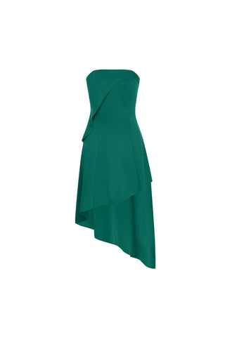 Asymmetric midi dress in green