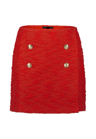 Plain jacket skirt set in red