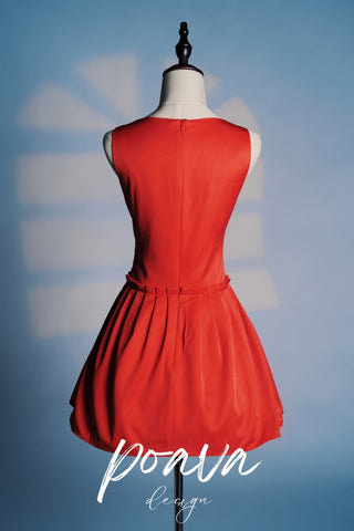 SCARLET PLEATED MINI DRESS