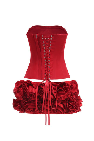 CLEGG RED CORSET FLOWER TWO-PIECE SET