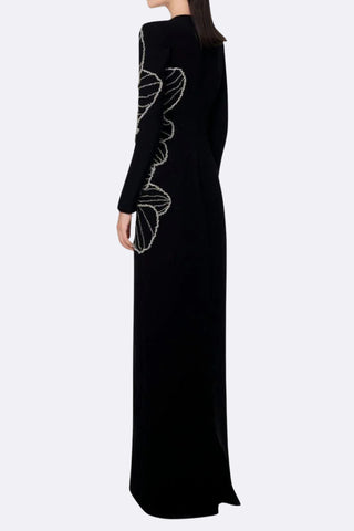 Raelynn Bodycon Long Sleeve Crepe maxi Dress