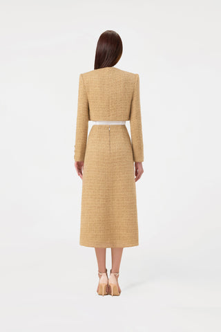 Gold Tweed Jacket Set Dress