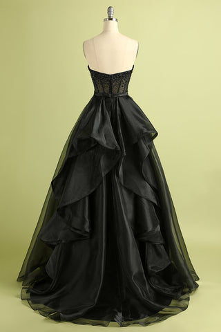 Black Strapless Ball Gown Formal Evening Dress