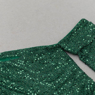 sequin cut out maxi dress in green