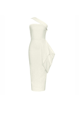 bandage split midi dress in white