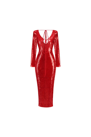 Sequin bandage maxi dress in red