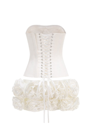 CLEGG WHITE CORSET FLOWER TWO-PIECE SET