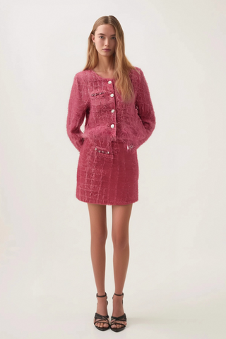 Gisèle tweed fringed jacket & skirt matching set