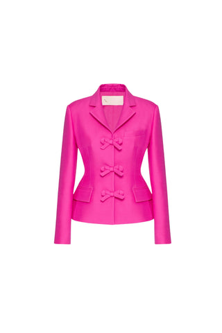 YURI BOW DETAIL CREPE COUTURE BLAZER IN PINK