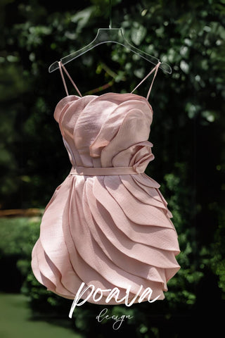 Spaghetti Straps Mini Dress In Pink