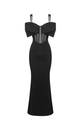 Sleeveless Corset maxi Dress in black