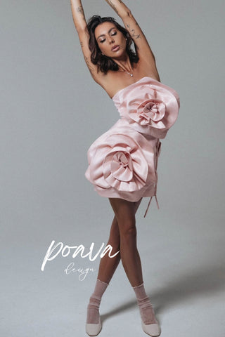 Voluminous Flower Design Dress - Light Pink