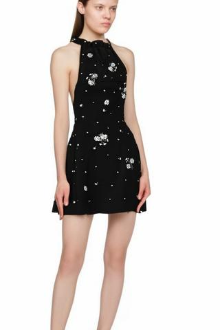 Ariane crystal-embellished scoop-back mini dress