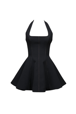 sandy halterneck bow-embellished mini dress in Black