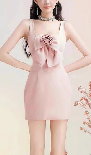 3D FLOWER STRAP MINI DRESS IN PINK