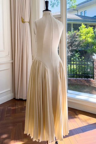 Nude Ruched Midi Dress