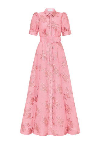 Annette floral embellished Button Gown in pink