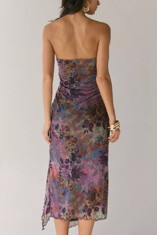 Mesh Strapless Midi Dress