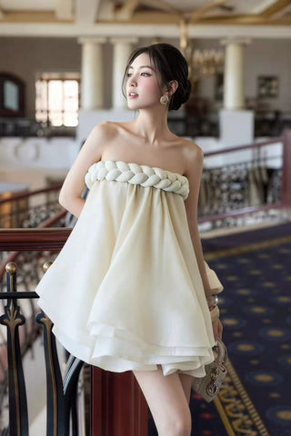 Hemp rope tube top tutu skirt in beige