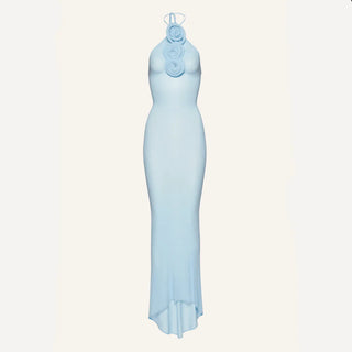 BLAIR Blue Mesh Maxi Dress