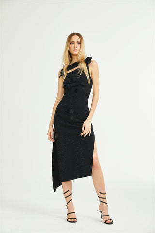 Solange embellished asymmetric midi dress