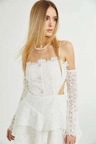 Cyrielle corded lace tiered mini dress