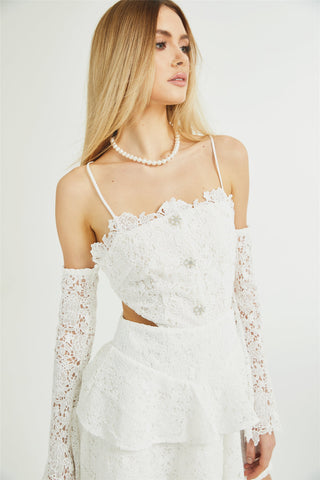 Cyrielle corded lace tiered mini dress